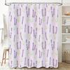 Classic Lavender Shower Curtain Pink Background with Green Leaves Pattern 180 x 243cm Bathroom Decor