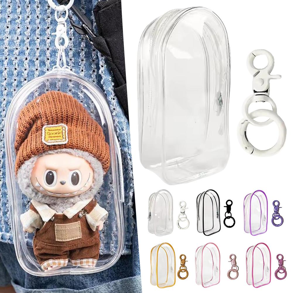 Portable Clear Display Bag For Characters Toys All Round Protected Labubu Doll Storage Pouch For Fans