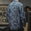 Spring and Autumn New Men's Long-sleeved Plaid Denim Loose Casual Shirt Jacket