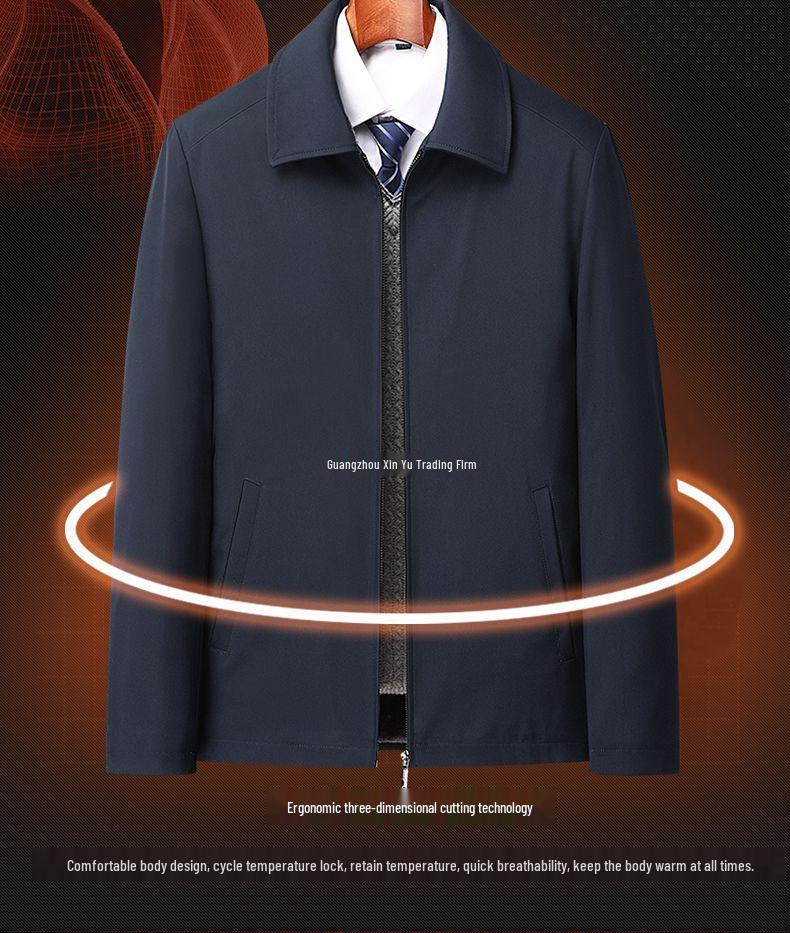 Men's Thickened Plush Jacket: Stylish Autumn/Winter Coat for Middle-Aged and Elderly Men