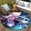 1Pc Powerful Psychic Mewtwo Flannel Round Rug Soft Non Slip Circular Office Carpet Floor Mat  Bedroom Living Room Xmas Gift Q1242