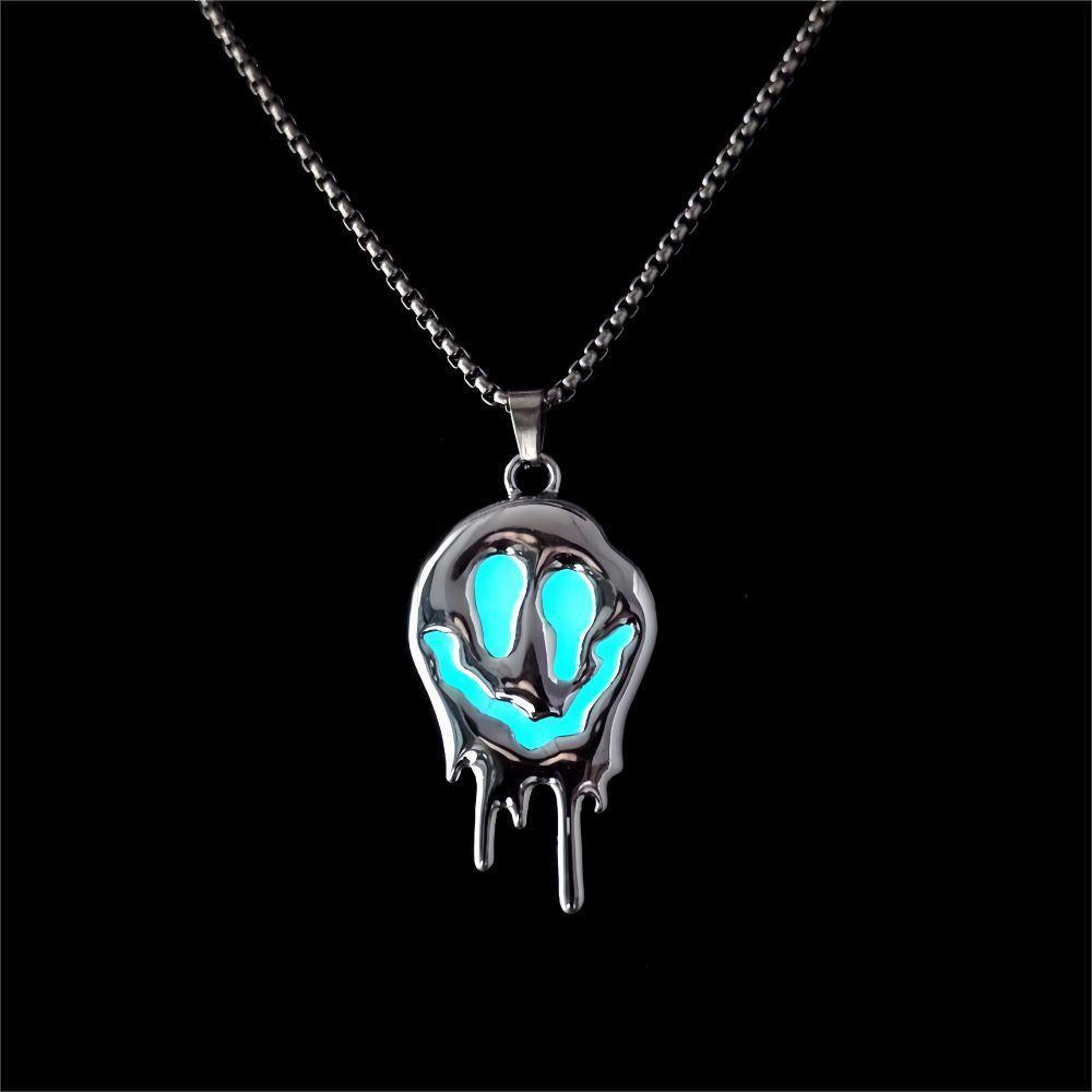 Punk Halloween Skull Necklace Zinc Zinc Alloy Hip Hop Neck Chains Simple Luminous Pendant Necklace  Halloween