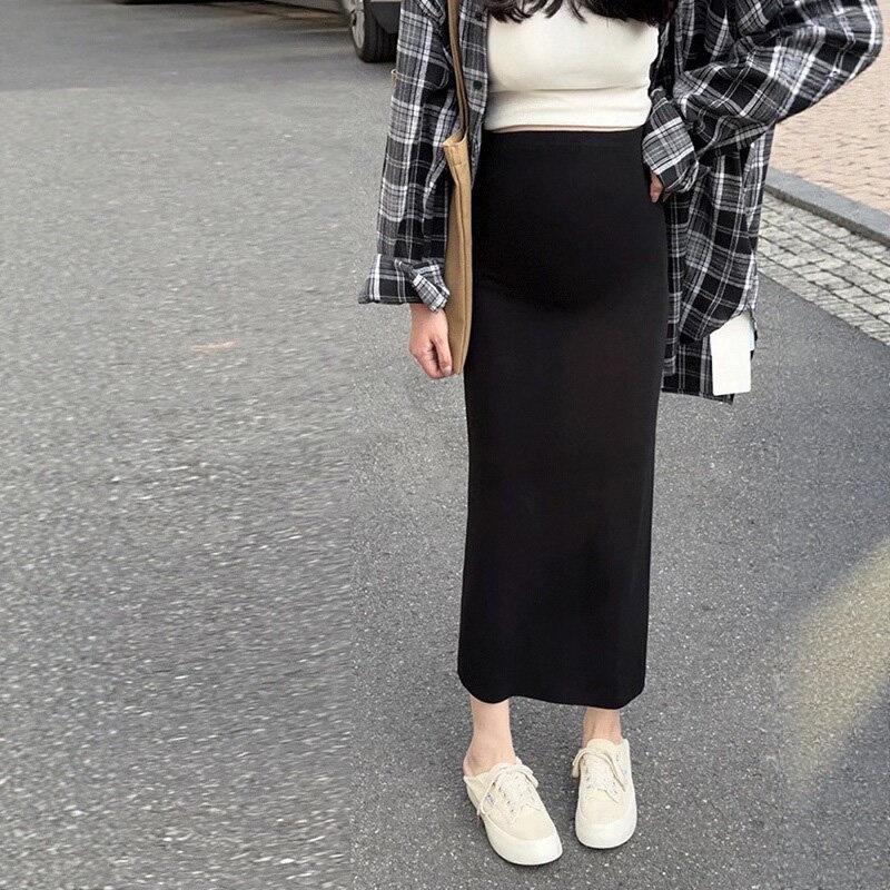 Strapless Maternity Knitted Skirt: Petite, Straight-Cut, Hip-Hugging – Ideal for Spring/Summer L [110-125 jin] чёрный