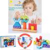 Creative Wooden Day And Night Cognitive Building Blocks Children Toy Set For Toddlers With Sensory And Handeye Coordination Skills