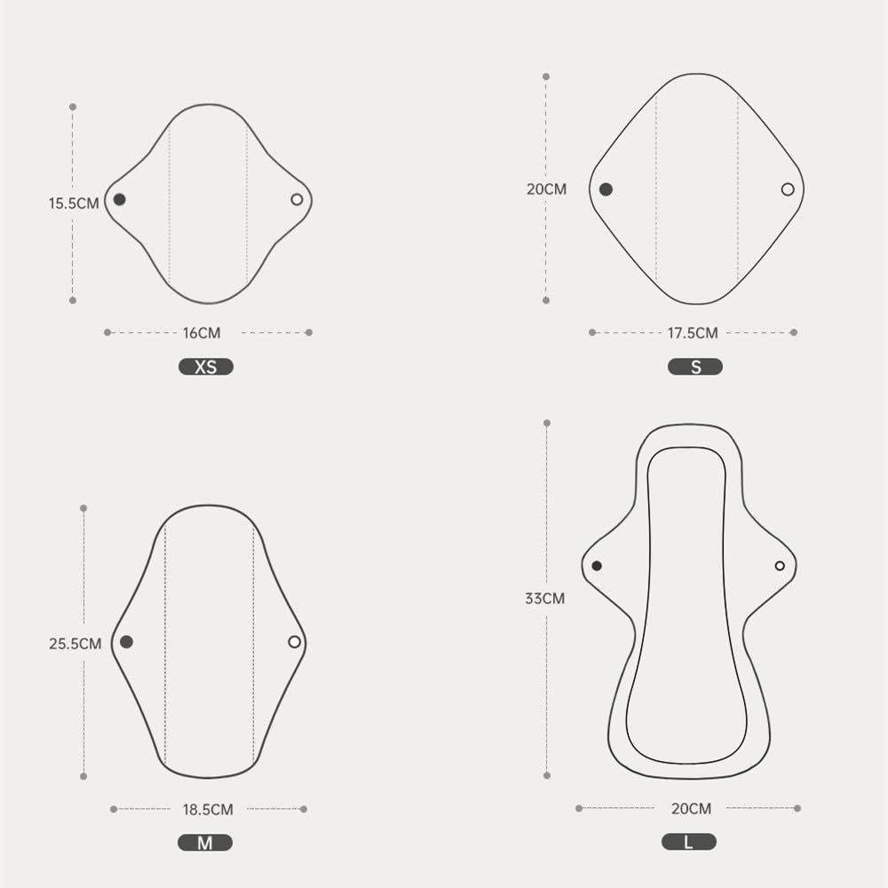 DEEYOTA Cloth Pad Set of with for Everyday Sanitary and Discharge Pads Liners, 4, Snaps, Use, 100% Cotton, Washable, Reusable, Pads,
