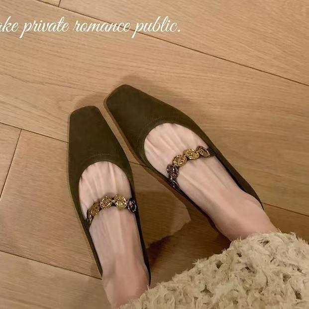 Fashion Flat Shoes for Women 2025 Spring Autumn Square Toe Mary Jane Single Shoes for Women Plus Size Women's Shoes 41 42 43