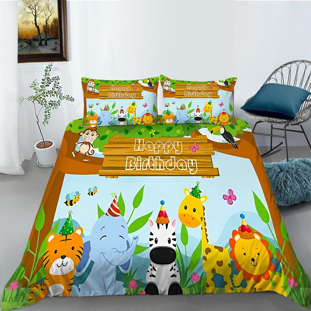 Cartoon Animal Digital Printing Bedding Two Three Piece Set Polyester