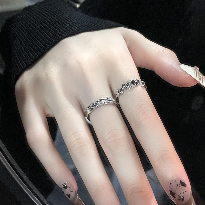 Simple Personality Open Ring Women'S Lava Liquid Metal Advanced Cold Wind Niche Design Ring