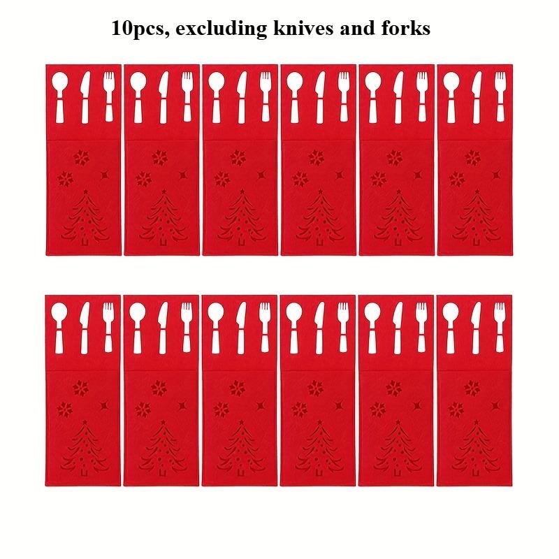 10pcs Christmas Table Felt Knife and Fork Pouches, Birthday Party Decoration/accessories, Baby Shower Decoration