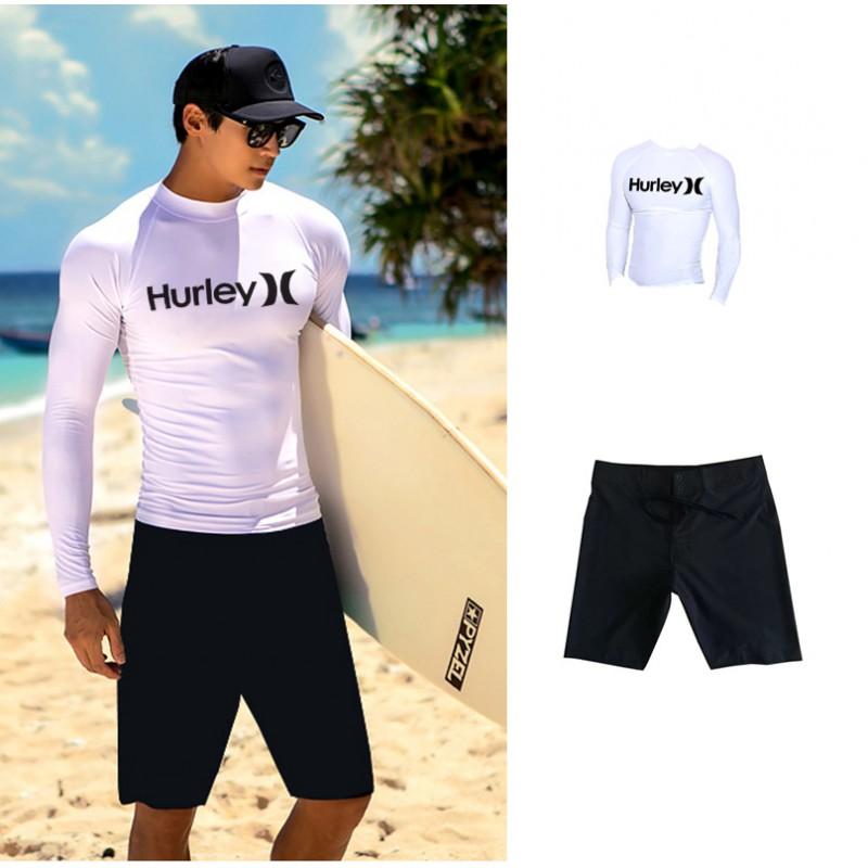 Mens Long Sleeve Rash Guard Top UV Protection Quick Dry Surfing Diving Swimsuit Water Sports