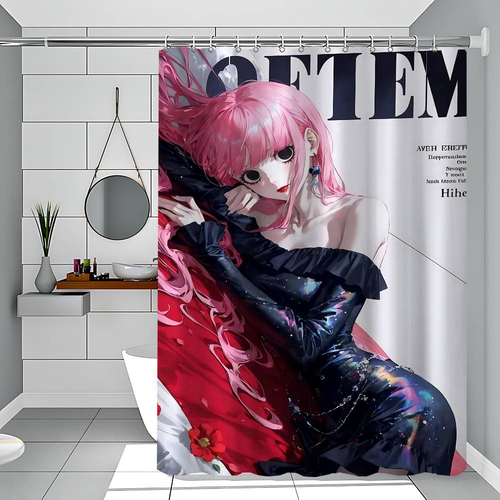 Perona Cartoon Animation Shower Curtain Outdoor Scenery Summer Vacation Bathroom Decor Holiday Polyester Bath Curtain With Hook