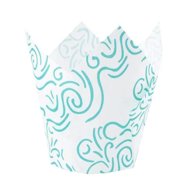 50pcs Newspaper Style Cupcake Liner Baking Cup for Wedding Party Tulip Muffin Cupcake Paper Cup Oilproof Cake Wrapper