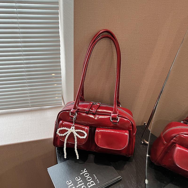 Ballet Style Bow Underarm Bag Women's 2025 New Large-capacity Solid Color Portable Shoulder Bag