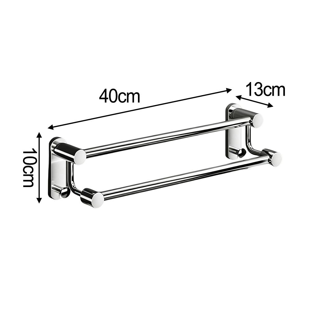 304 Stainless Steel Double Towel Rack Polished Chrome Finish For Bathroom Towel Bar Adjustable Width 15 kg Max Load