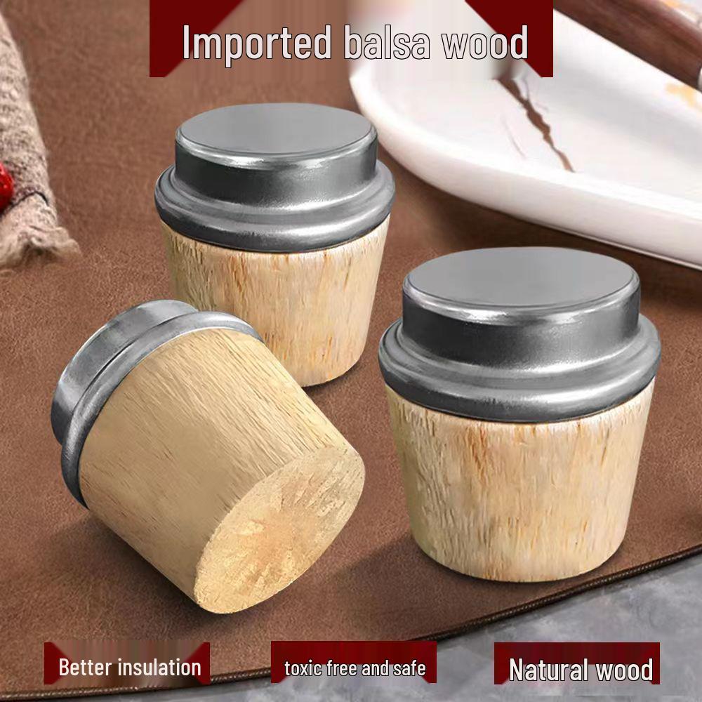 Set of 4 Wooden Thermos Stoppers for Hot Water & Tea Bottles - Newcomer Exclusive with Free Shipping