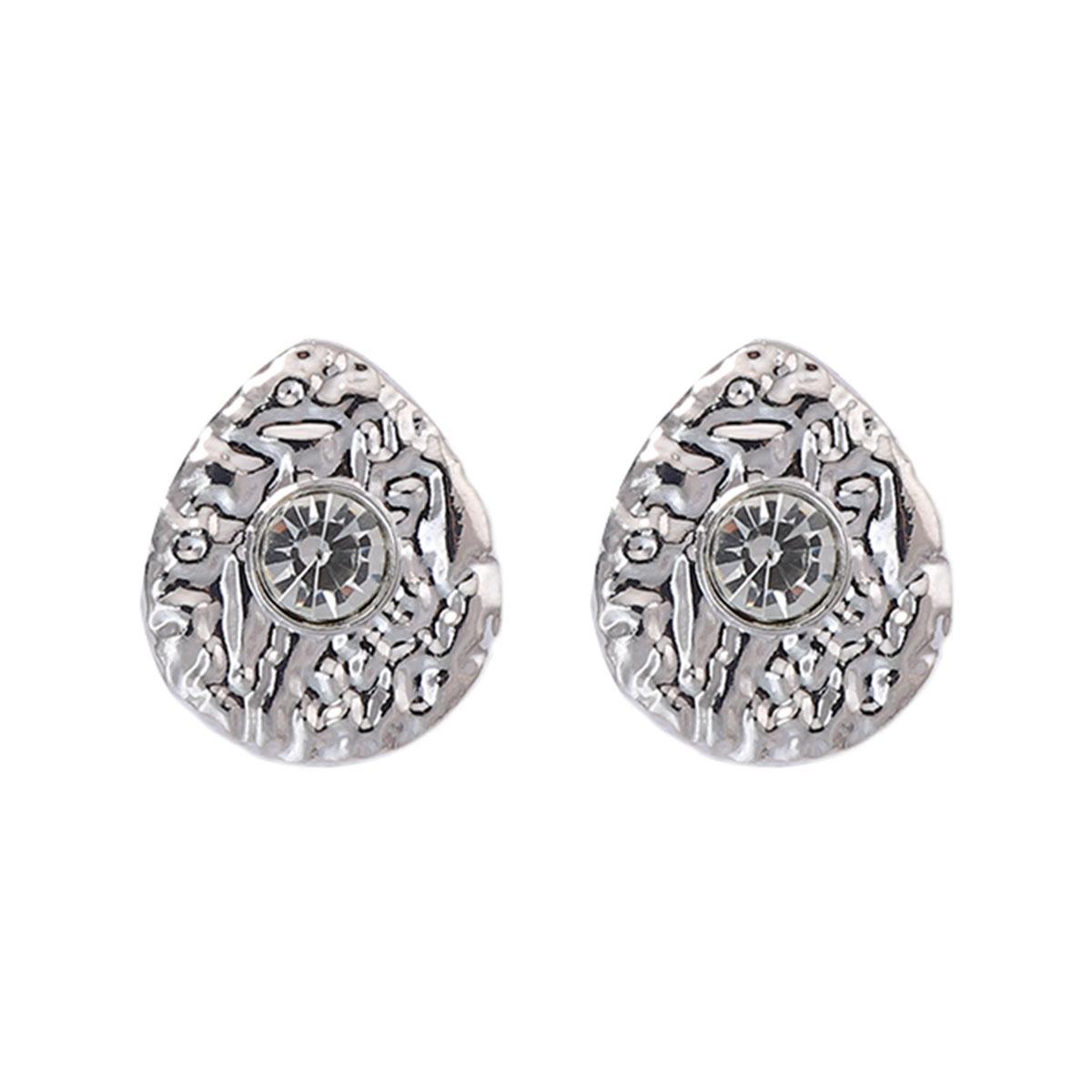 

DIGADAGU Hammer Alloy Water Drop Geometric Stud Earrings New Simple Luxury Earrings Women s Party Zircon Accessories медный