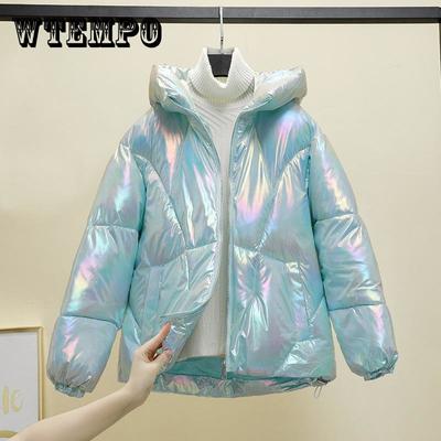 Women Parkas Fashion Winter Jacket Glossy Down Cotton Padded Parka Outwear Hooded Solid Female Jacket Snow Wear Coat
