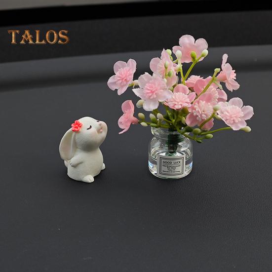 Auto-Armaturenbrett-Dekor, Mini-Hase mit Blüte in Blumenvase, Auto-Innendekoration, Geschenk für Frauen und Männer, Autobesitzer