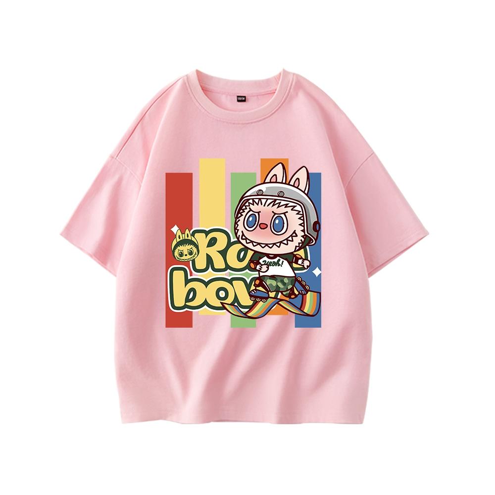 LABUBU Children's T-shirt, Girls' Fashionable Round Neck Short Sleeved Shirt, Multiple Color Options for Tops