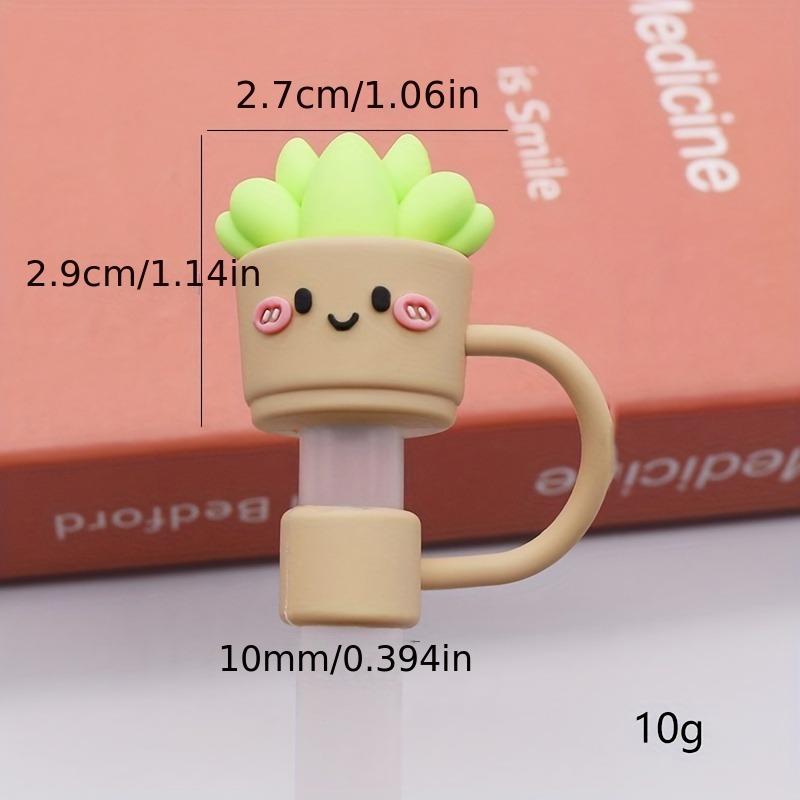 4pcs Cute Animal & Plant Reusable Straw Tips, Dustproof Decorative Cup Accessories