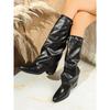 Pointed Toe Plus-size Pleated Sleeve Mid-heel Trouser Boots 2025 Winter New British-style High Boots for Women