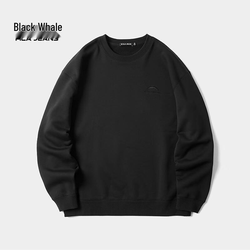 

HLA Black Whale Men s Fleece-Lined Round Neck Sweatshirt M