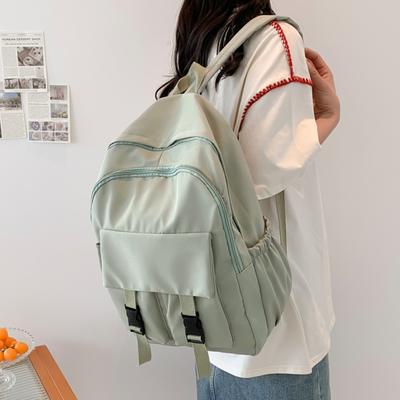 Damen-Büchertasche, großes Fassungsvermögen, College-Studenten-Rucksack, Nylon, schlicht, modisch, verstellbarer Riemen, einfarbig, für Teenager, Mädchen und Jungen