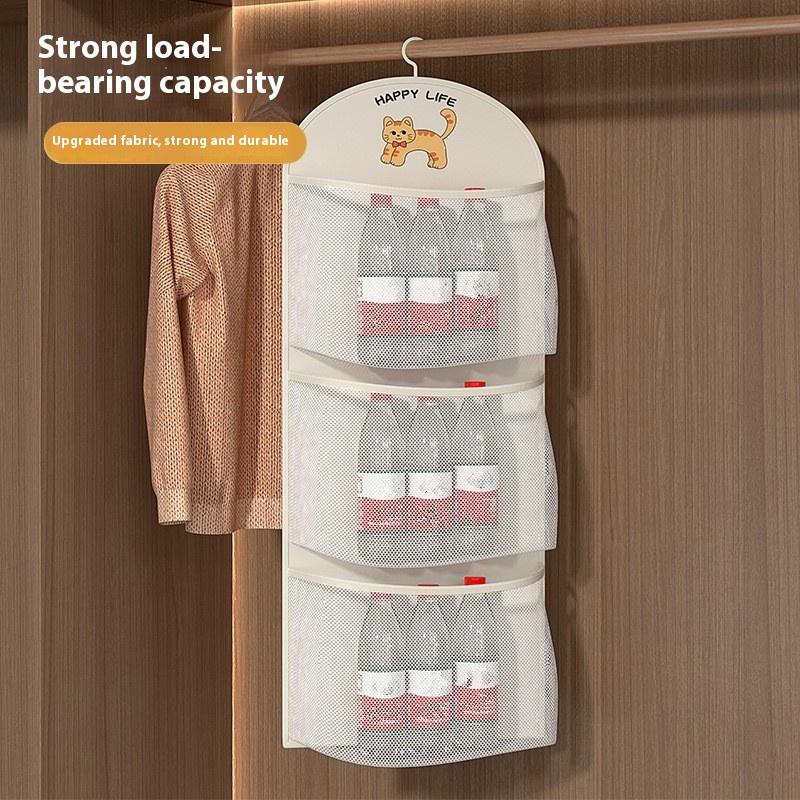 2/3 Layer Large Capacity Storage Mesh Bag Underwear Socks Storage Bag Breathable Wardrobe Organizer With Clothes Hanger