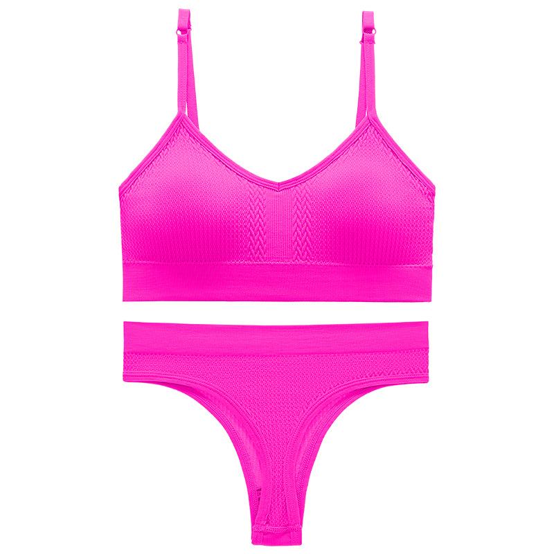 Underwear Set Female Thin Section Large Size Without Steel Ring Sexy Halter Beauty Undershirt Adjustable Small Breasts Gathered French Bra Set