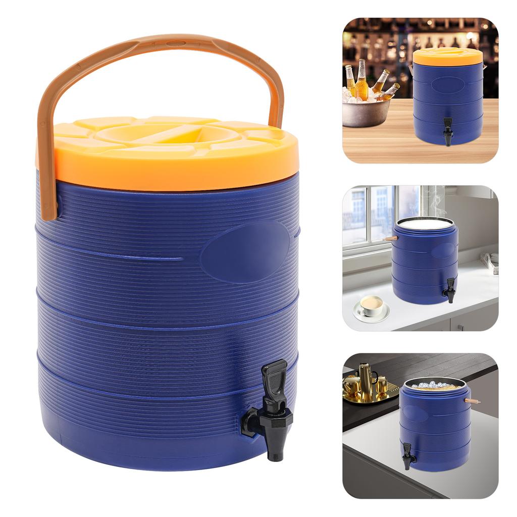 25L Stainless Steel Insulated Beverage Dispenser,Red/Brown/Blue Cylinder Insulated Container with Faucet for School Canteens