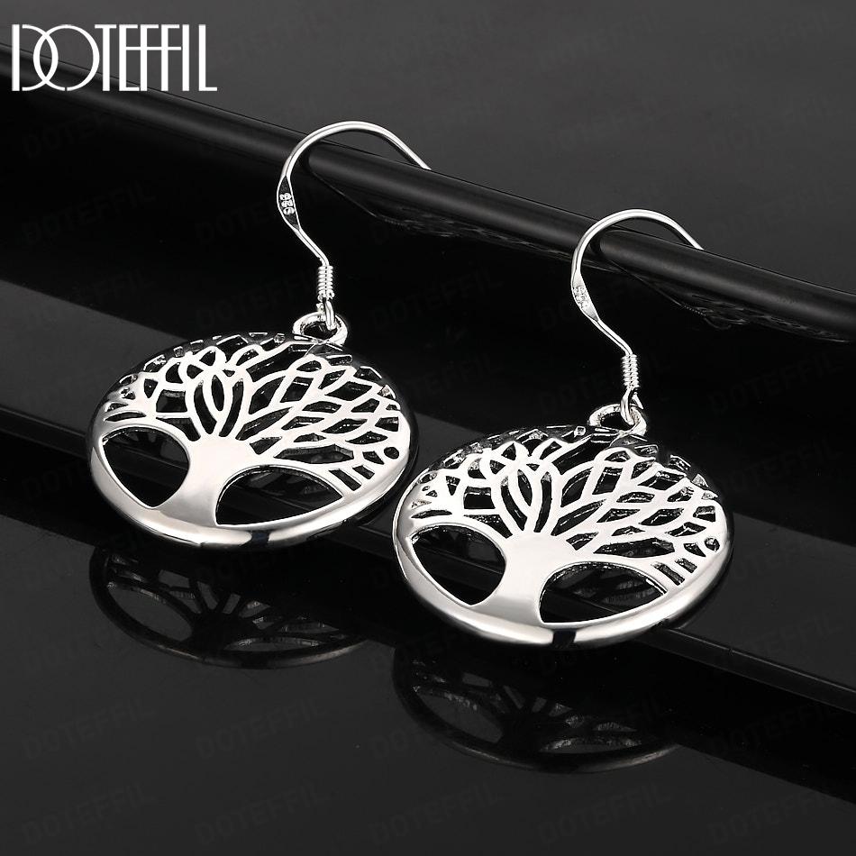 Pandantiv copac rotund din argint 925 cu cercei piercing Bijuterii de nunta la moda