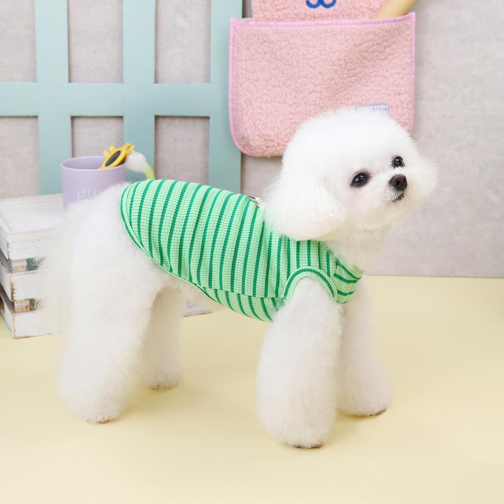 Pet Bichon Teddy Schnauzer small dog dog clothes vest spring and summer cat clothes 24 cloth label striped vest