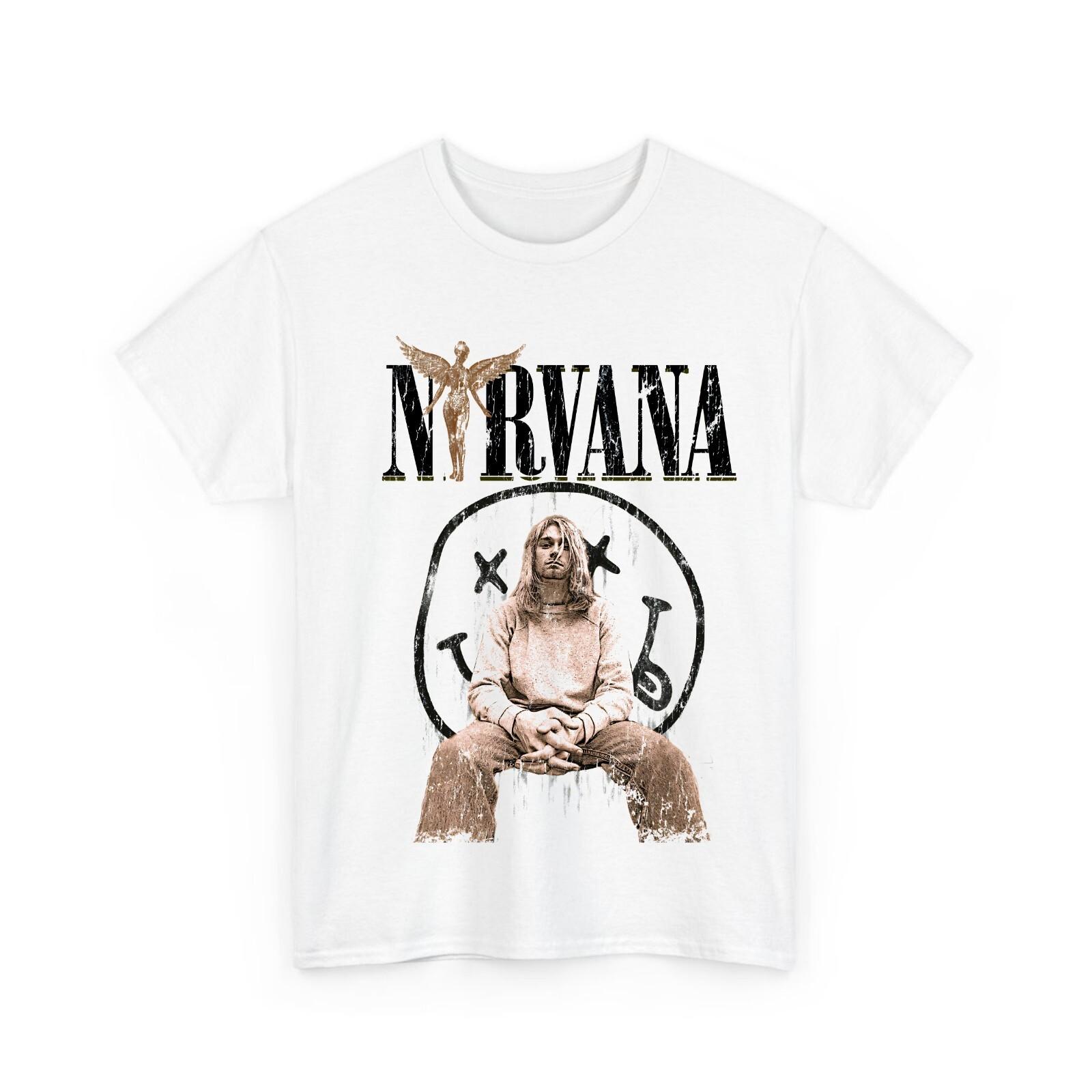 Kurt Cobain Nirvana T-Shirt Mens Womens Tees Top Black Size S-4XL S