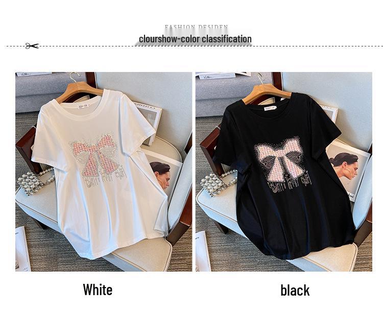 Women's Plus Size Slimming Round Neck Mid-Length Short-Sleeve T-Shirt (Sizes 200-350 jin, Style 6509)
