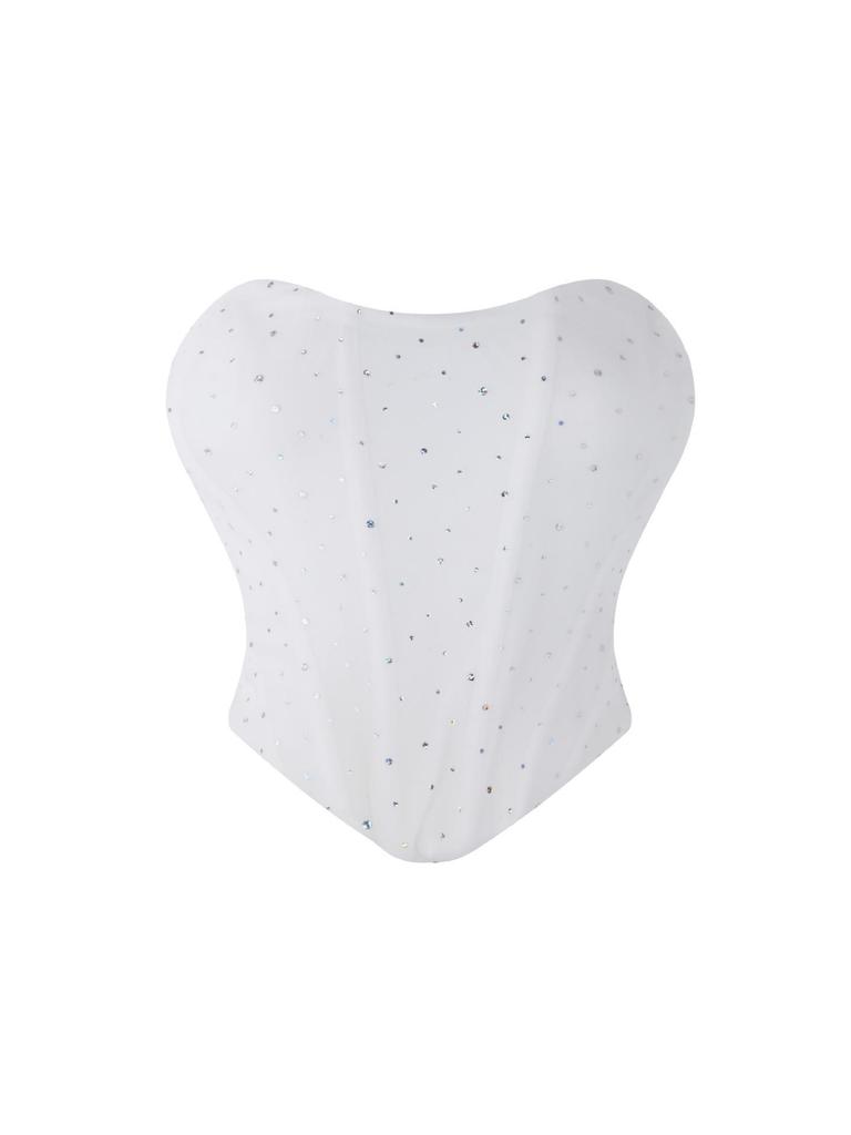 "Stylish Sequin Mesh Elastic Tube Top with Breathable Chest Support."