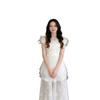 One-word Shoulder White Light Wedding Dress Bridal French Mesh Splicing Dress Advanced Texture Small Man Going Out Yarn Long Dress