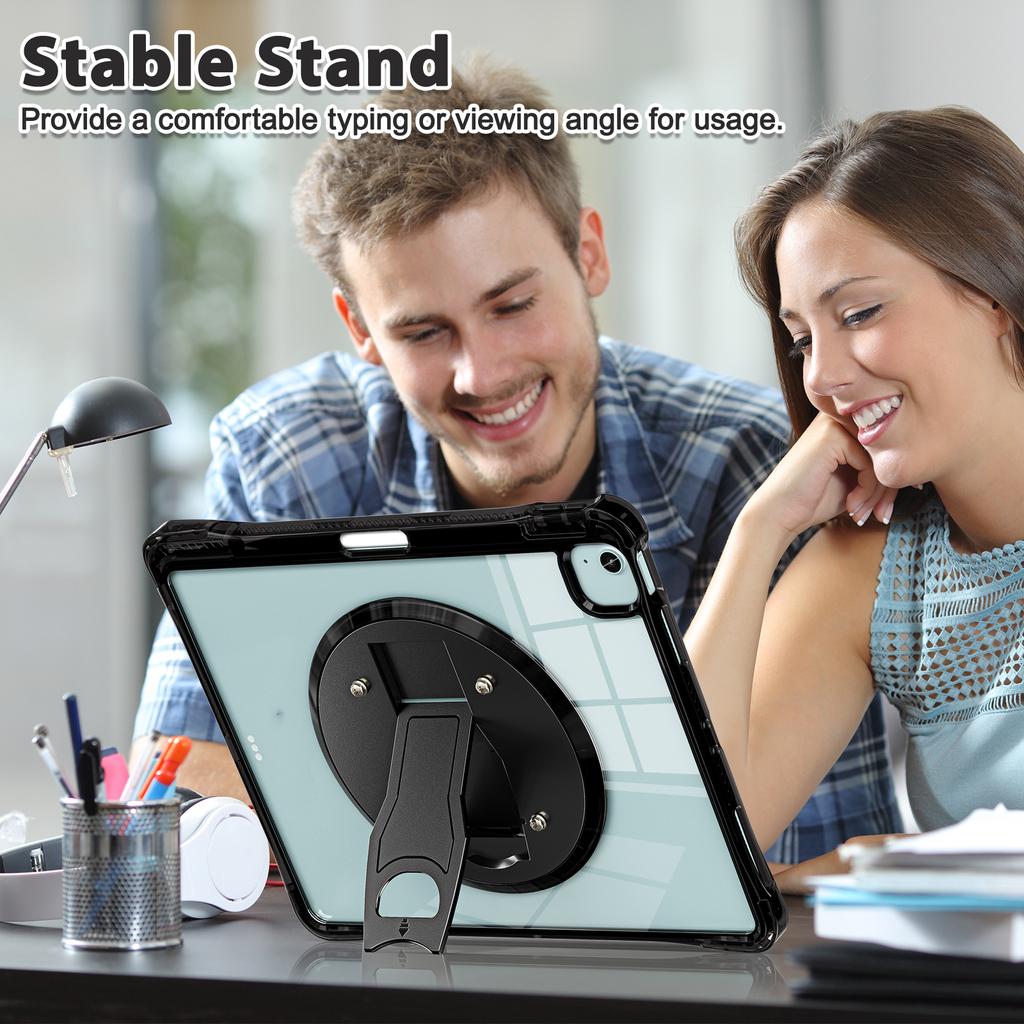 Clear Case for iPad Air 13 (2025)/(2024)/Pro 12.9 (2022)/(2021)/(2020)/(2018) PC+TPU+Acrylic Kickstand Cover