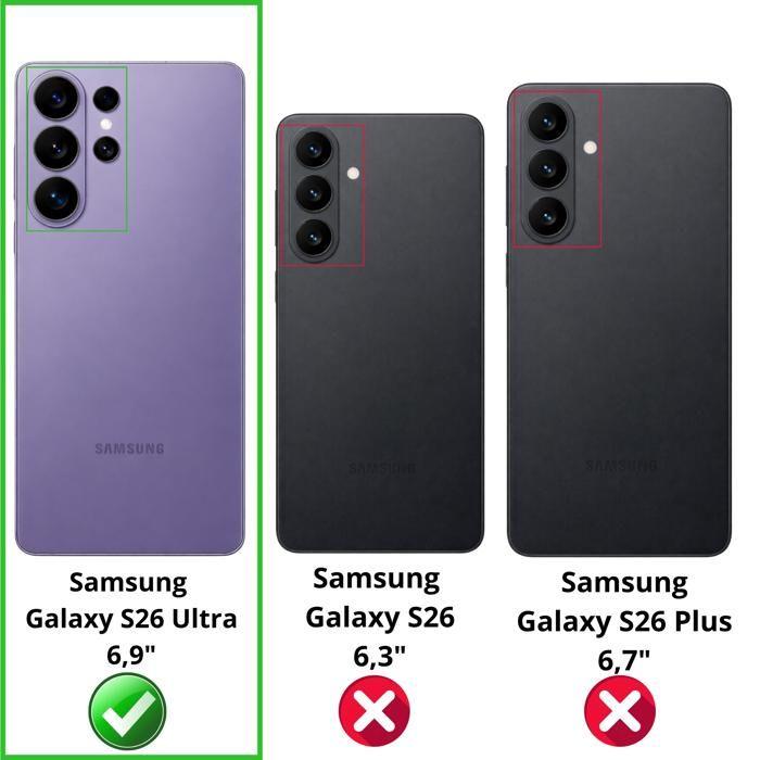 Coque pour Samsung Galaxy S26 ULTRA et 2 Verres Trempé - Portefeuille Noir Rabat Clapet Aimanté Rangement Cartes Phonillico®