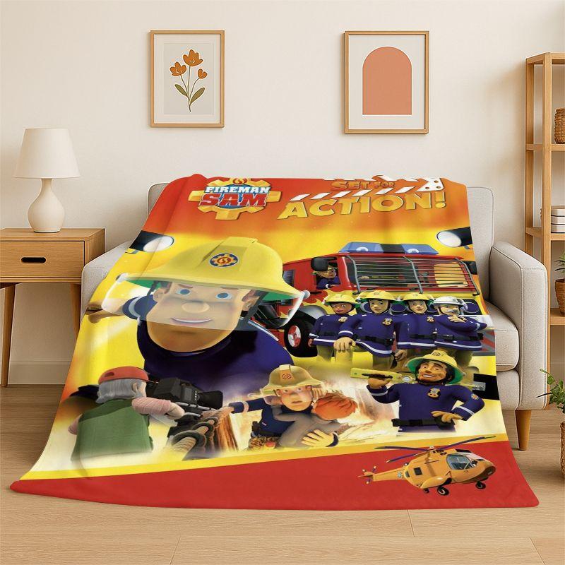 Cartoon Fireman Sam Soft Flannel Throw Blanket,Warm Cozy Blanket for Bed,Couch,Sofa,Bedroom,Living Room,Travel,Camping Picnic