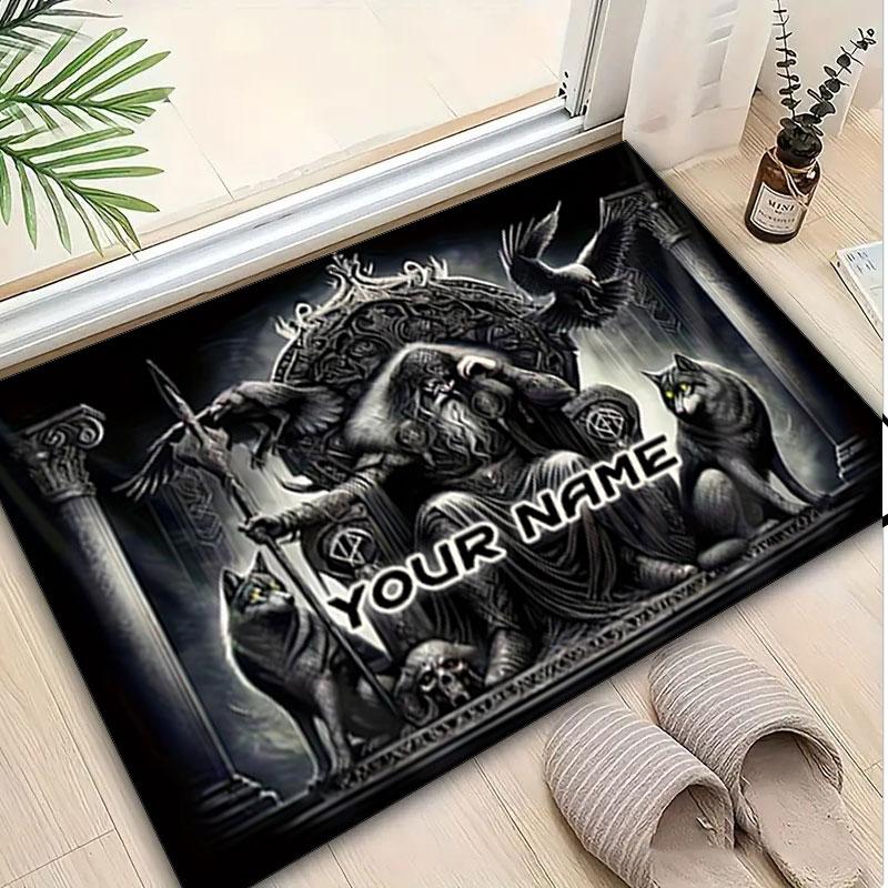 1PC Custom Name Warrior Throne" Theme Floor Mat Ideal for Living Room, Game Rooms, Office, Bedroom,Floor Mat Playful Design