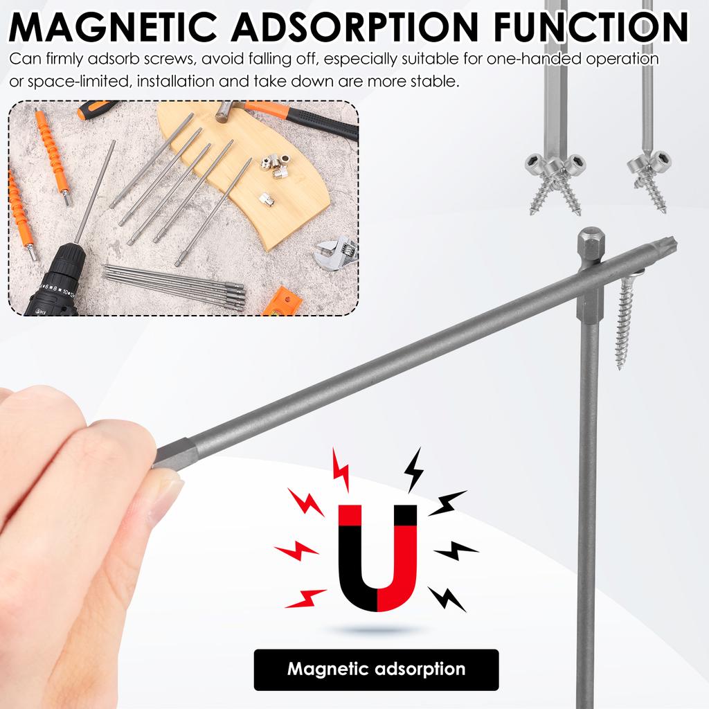 11Pcs Hex Head Allen Wrench Drill Bits Set Long Allen Screwdriver Bits Magnetic Tips 1/4 Inch Hex Key Screwdriver Socket Bit