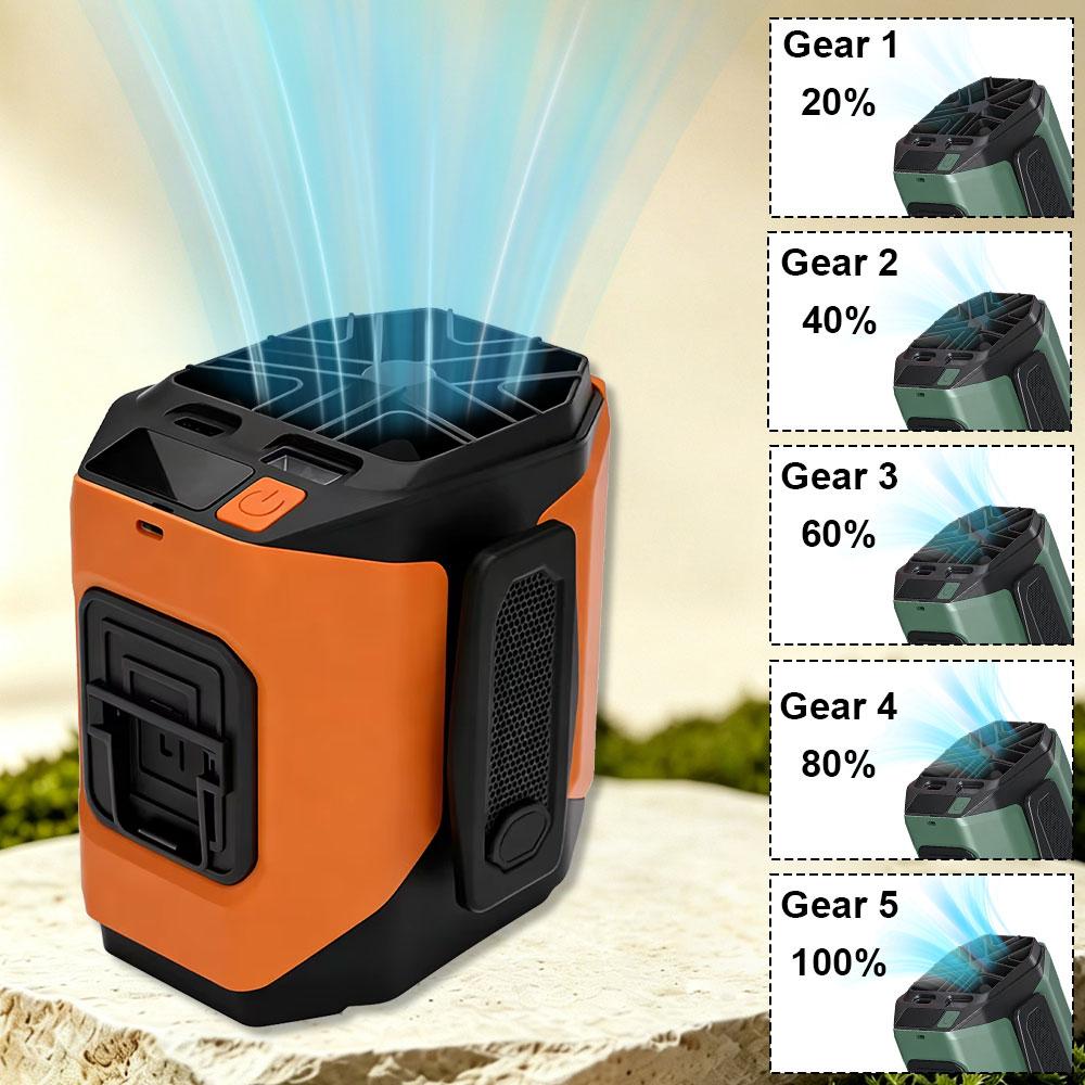 10000mAh Waist Fan Wearable Waist Fan 5-Speed Lightweight 40H Outdoor Hands-Free Cooling Work Site Travel Ooutdoor Long-Distance