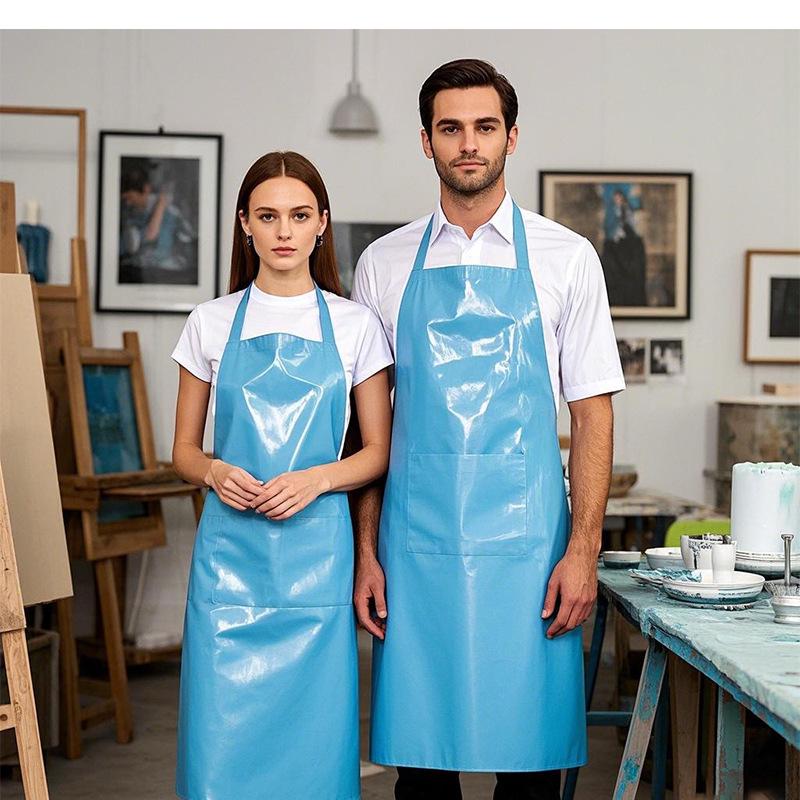 

Durable Plus Size Waterproof PVC Apron for Couples - Anti-fouling Work Apron with Custom Logo, Perfect for Aquatic Tasks and Car Washes світло-синій колір