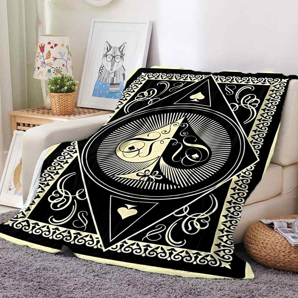 1PC Playing Card Design Print Blanket, Soft Throw Blanket - Warm & Cozy for Couch, Bed, Office, and Travel Yy250912166