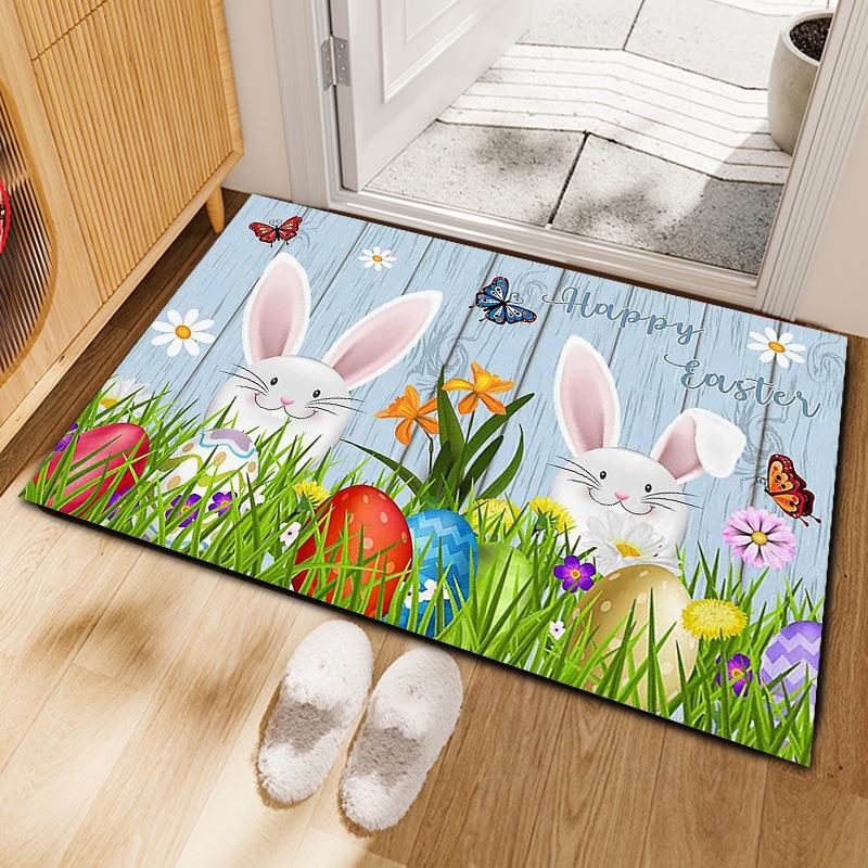 Alfombra de Piso de Dibujos Animados de Pascua,Conejo,Huevo de Pascua,Decoración de Sala de Estar