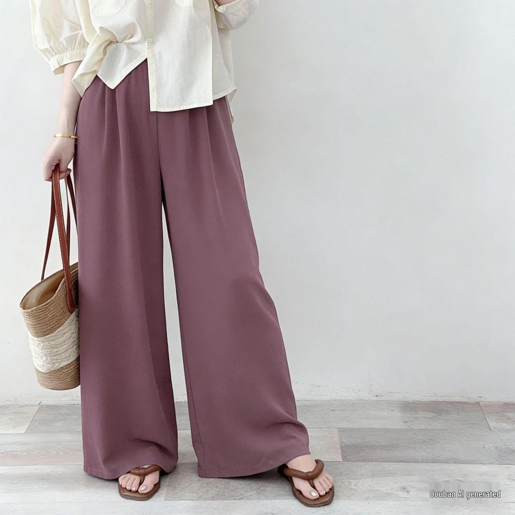 Three Sizes Women's Cotton Silk Wide-Leg Rayon Pants - Spring/Summer Breathable, Plus Size Casual Home Sleepwear