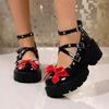 Fashion Academy Style Retro 2025 Women's Summer New Platform Single Shoes Cute Cross Strap Mary Jane Shoes