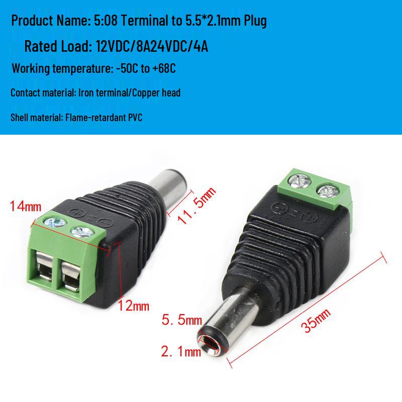 DC 5.5 X 2.5 Plug To 3.5MM Male and 2.1 Round Female Socket Wire Connector