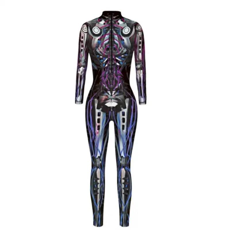 Sexy Women Robot Punk Jumpsuit Catsuit Cosplay Costumes Zentai Halloween Party Performance Bodysuit Dress Up