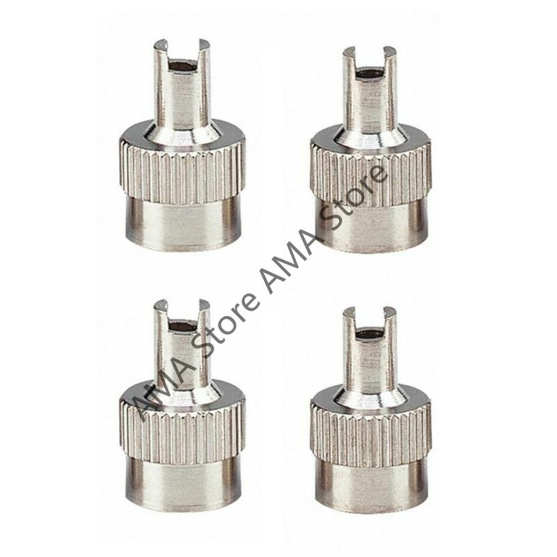 4Pcs Metal Slotted Slot Valve Cap with Valve Core Remover Wheel Caps for Car Motorcycle Bikes Nipple Caps Cover